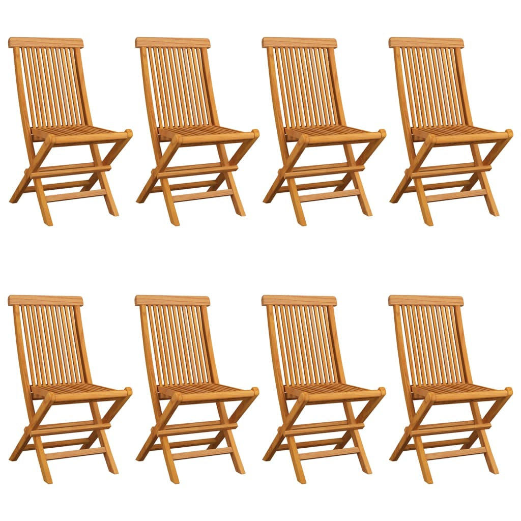 vidaXL dārza krēsli, bēši matrači, 8 gab., masīvs tīkkoks