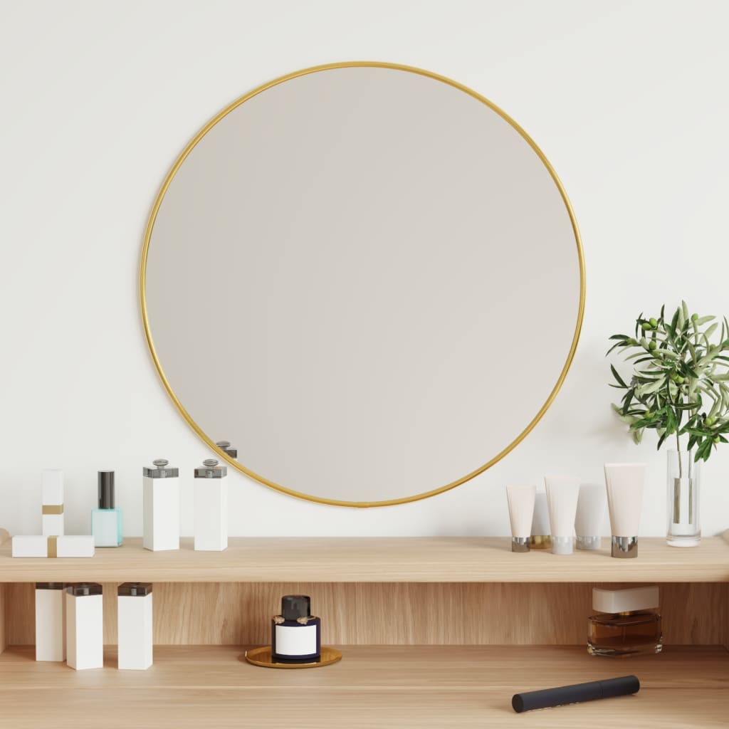 vidaXL sienas spogulis, sudraba krāsā, Ø 50 cm, apaļš