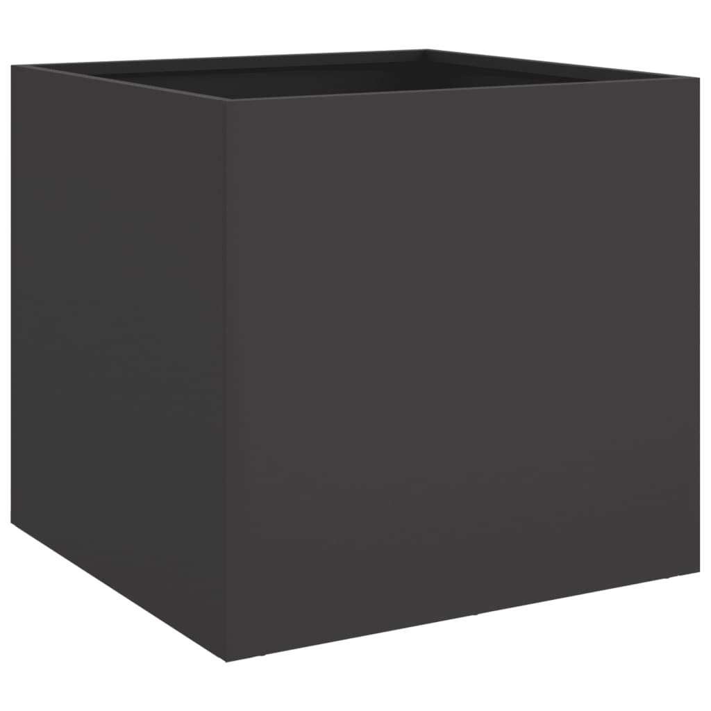 vidaXL puķu kaste, melna, 42x40x39 cm, auksti velmēts tērauds