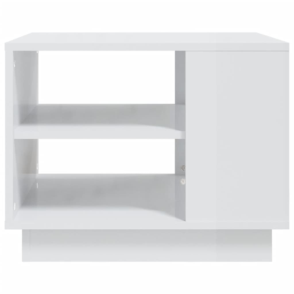 vidaXL kafijas galdiņš, spīdīgi balts, 55x55x43 cm, skaidu plāksne