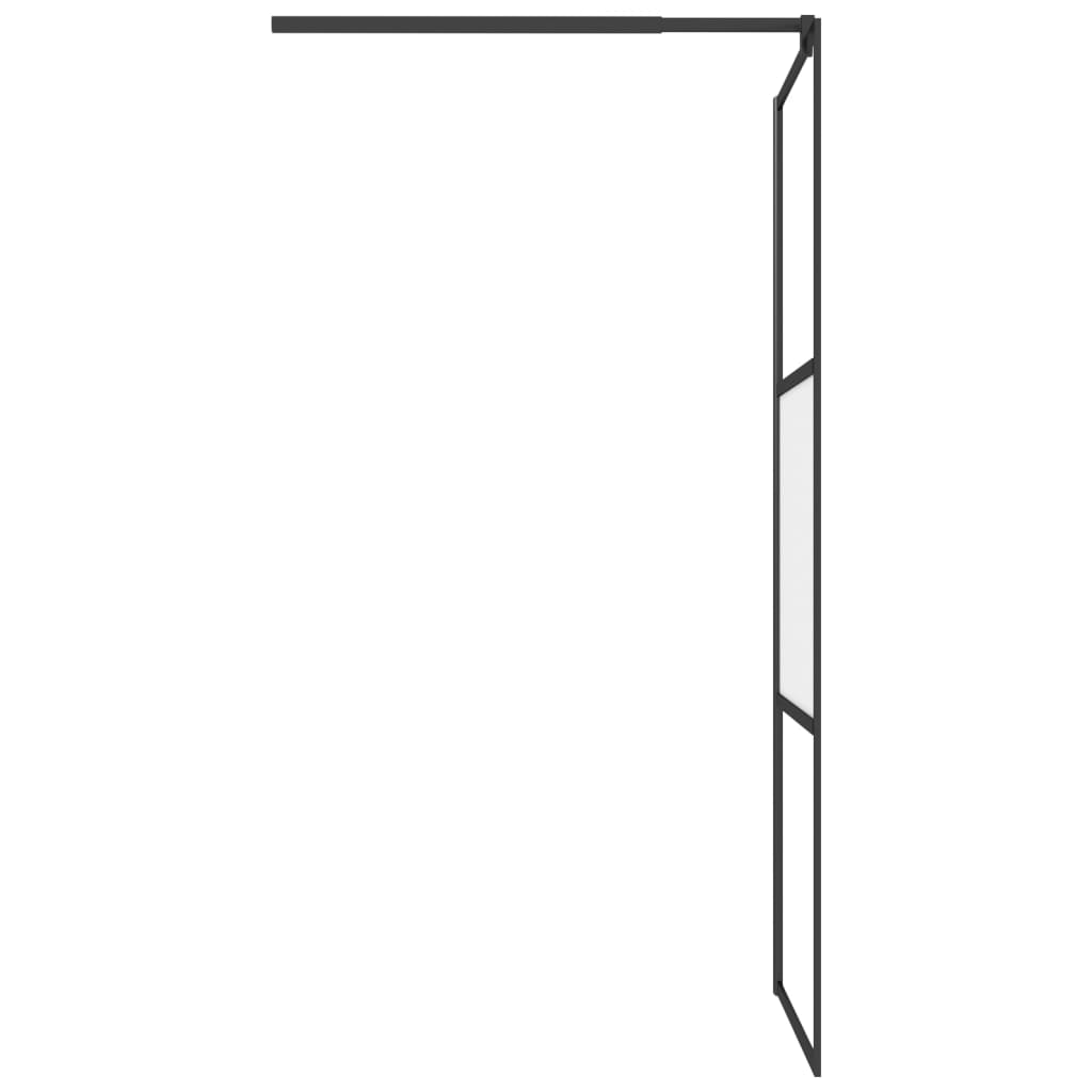 vidaXL dušas siena ar plauktu, melna, 80x195 cm, ESG stikls, alumīnijs