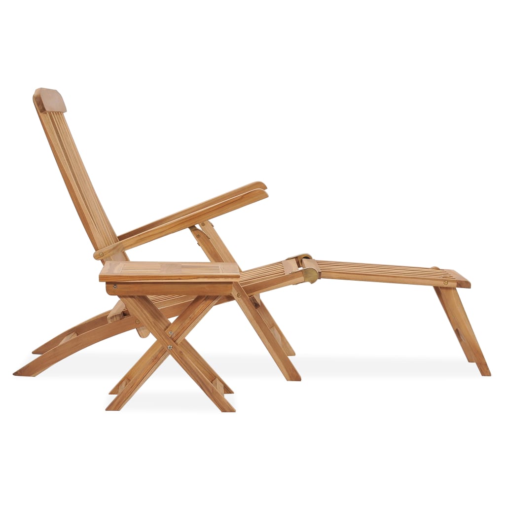 vidaXL dārza krēsls ar kāju balstu un galdiņu, masīvs tīkkoks