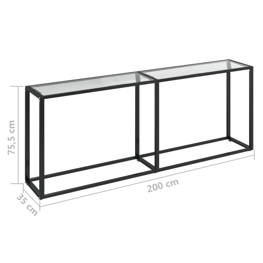vidaXL konsoles galdiņš, 200x35x75,5 cm, caurspīdīgs rūdīts stikls