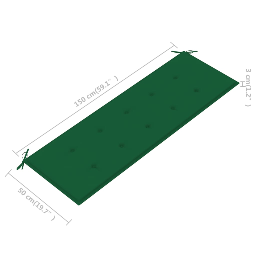 vidaXL dārza sols ar matraci, 157 cm, akācijas masīvkoks