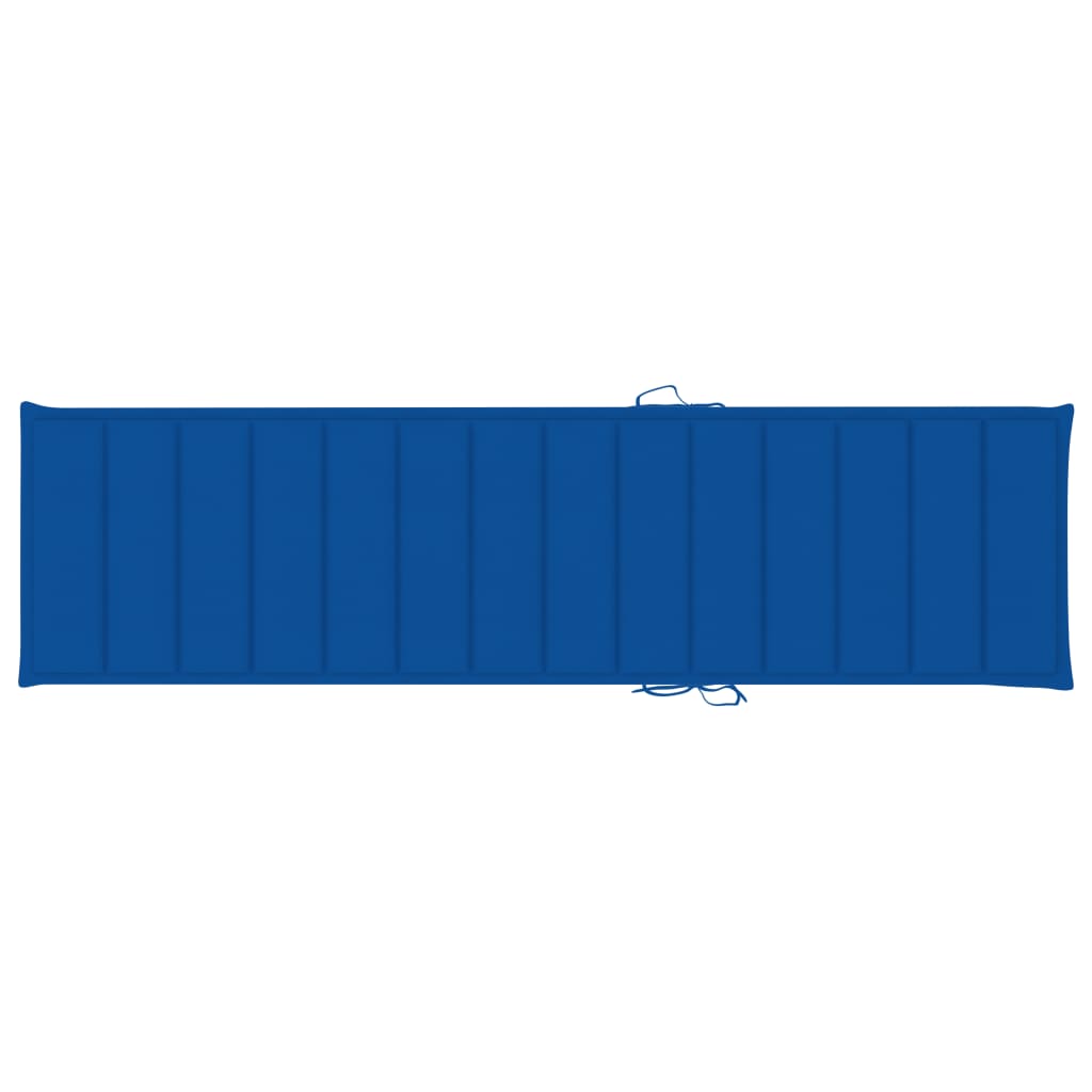 vidaXL sauļošanās zvilnis ar koši zilu matraci, masīvs tīkkoks