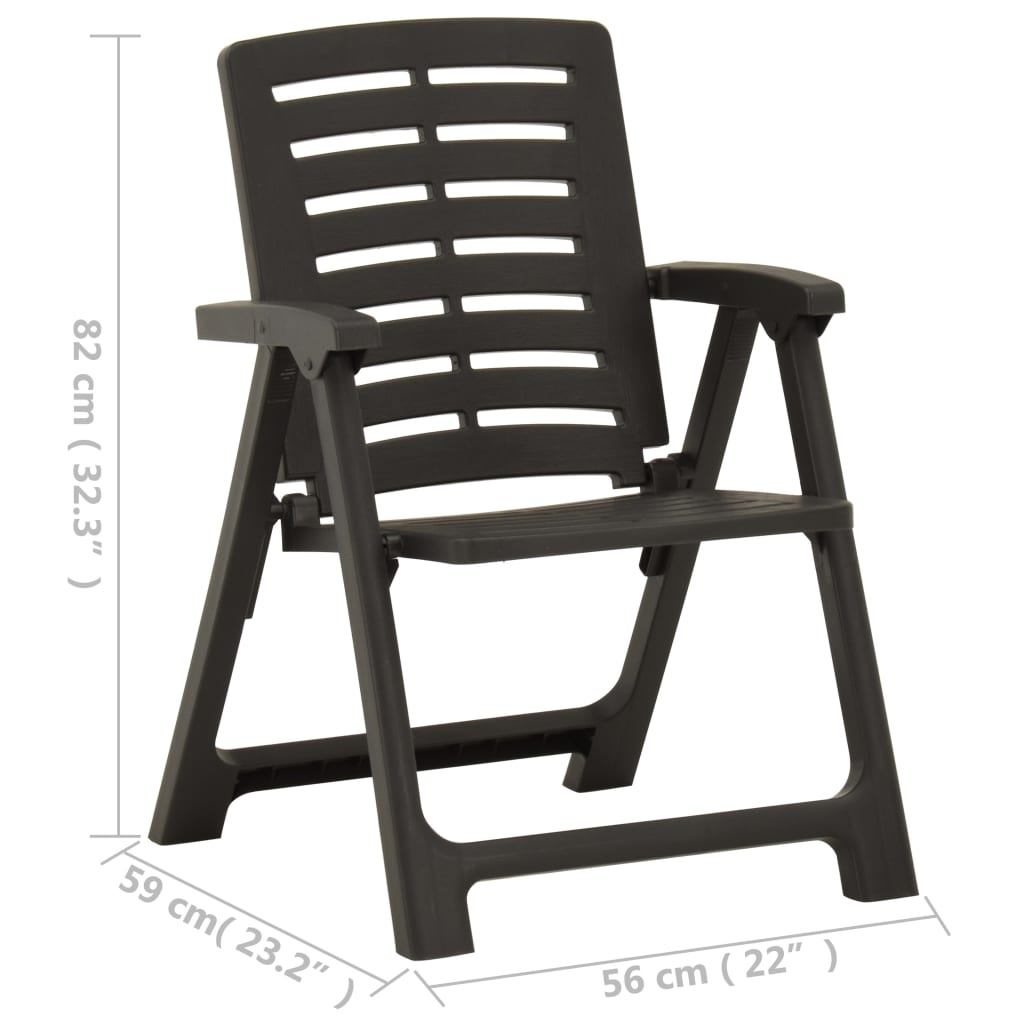 vidaXL dārza krēsli, 2 gab., antracītpelēka plastmasa