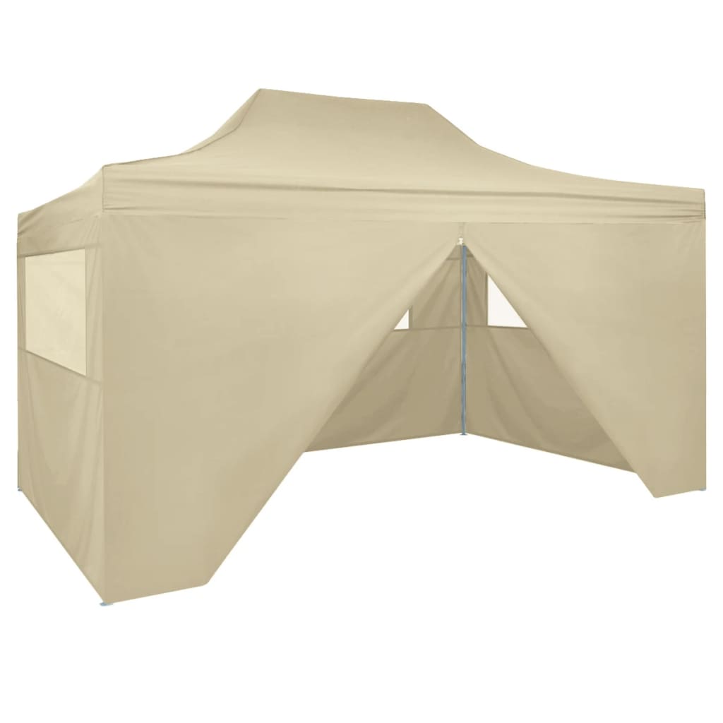 vidaXL saliekama telts, 3x4,5 m, 4 sienas, ātri uzstādāma, krēmbalta