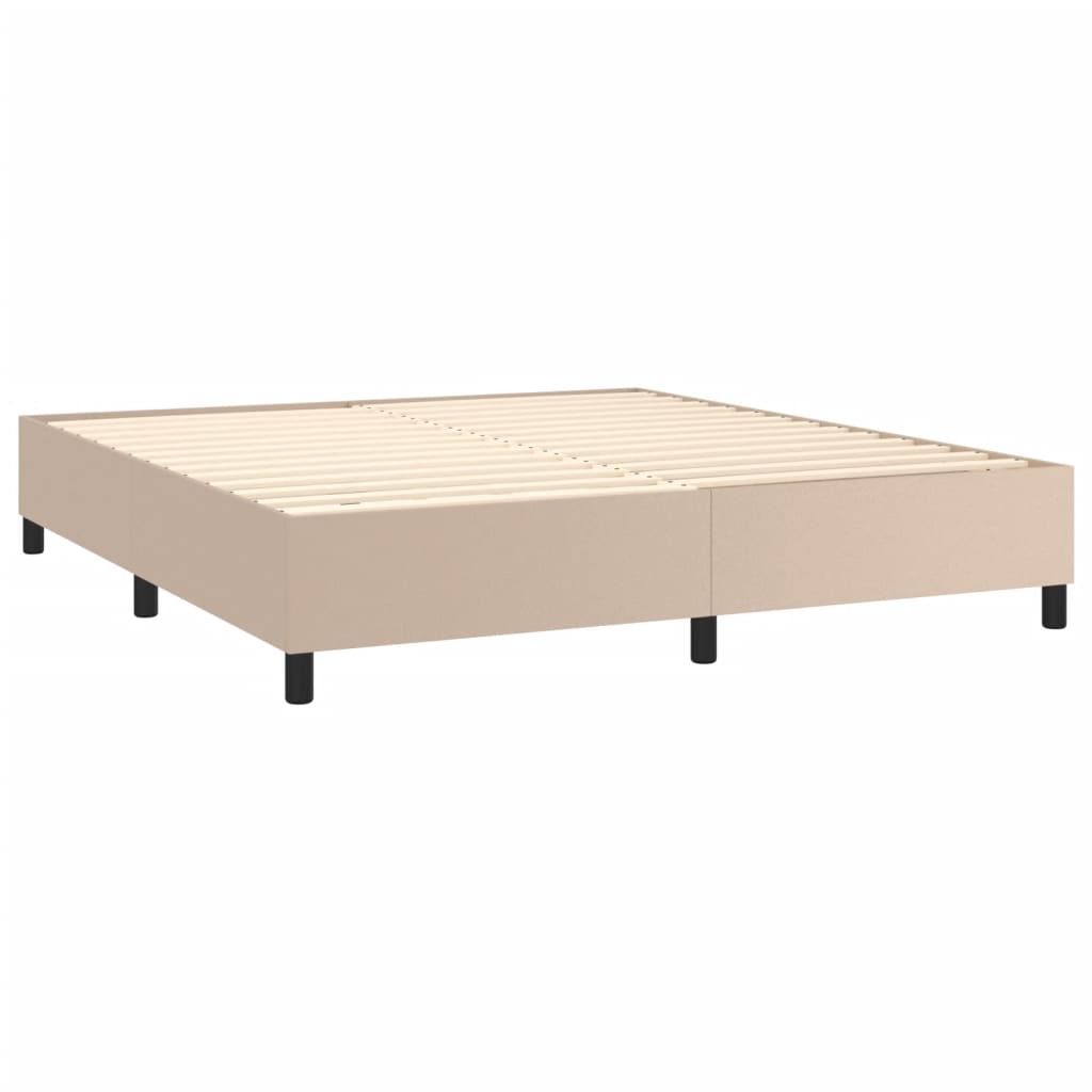 vidaXL atsperu gulta ar matraci, kapučīno, 160x200 cm, mākslīgā āda