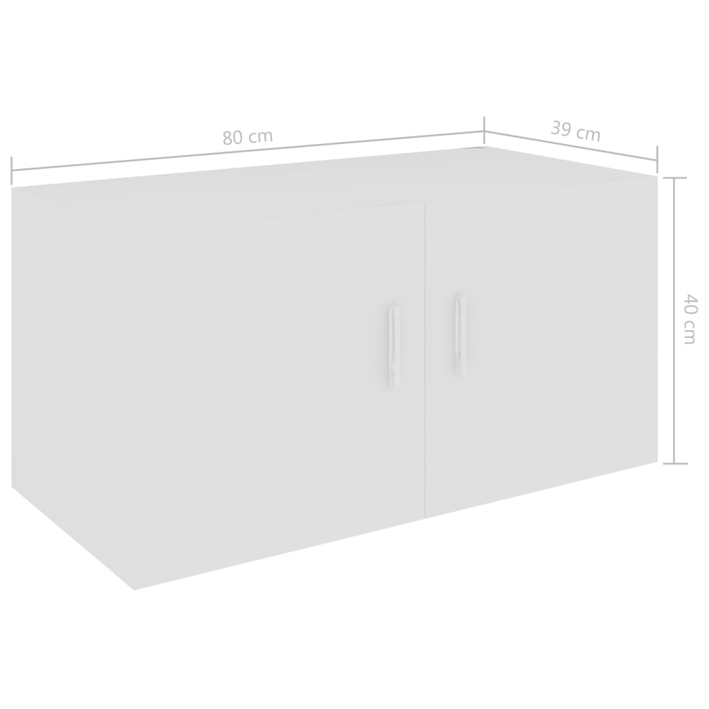 vidaXL sienas skapītis, balts, 80x39x40 cm, skaidu plāksne
