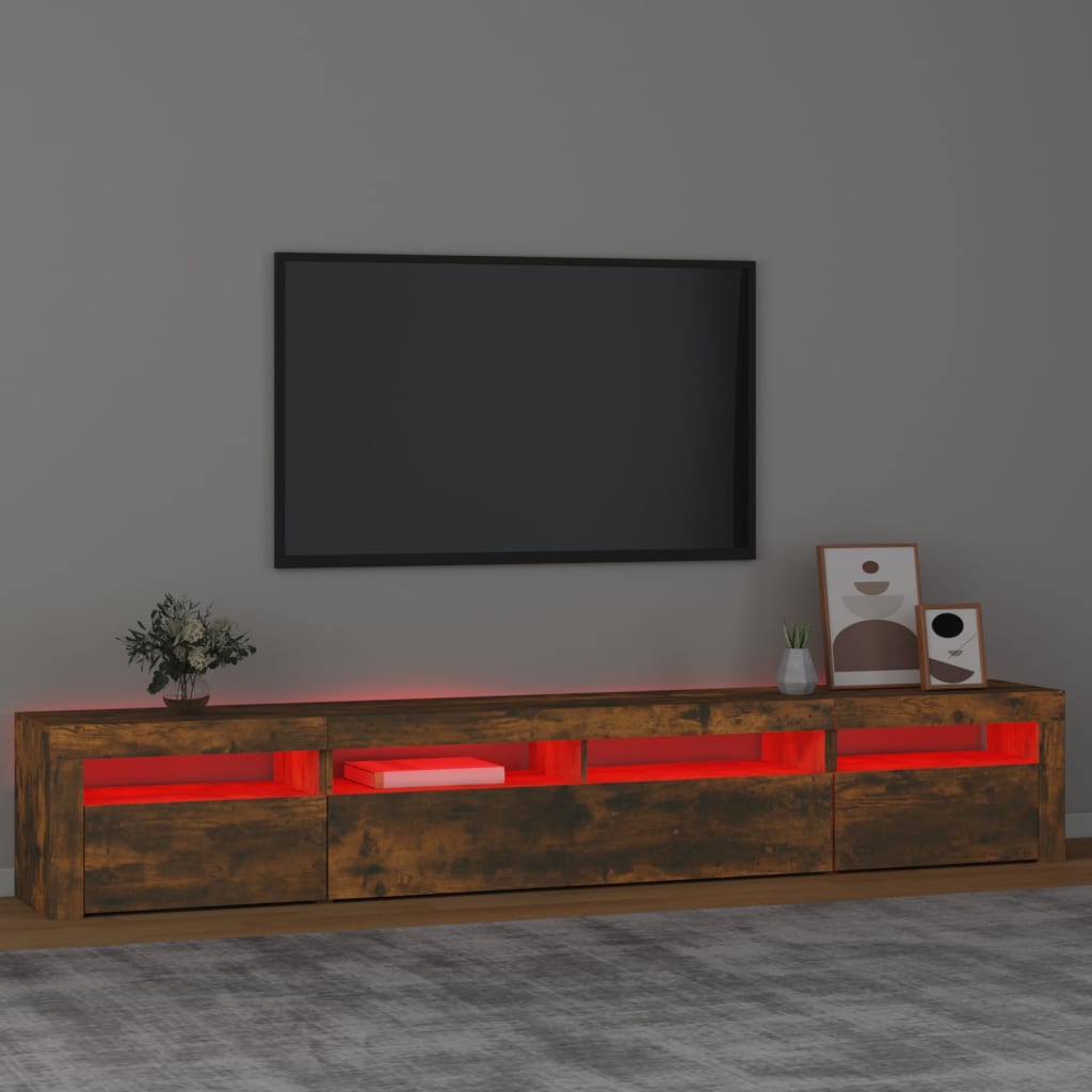 vidaXL TV skapītis ar LED apgaismojumu, ozolkoka krāsa, 240x35x40 cm
