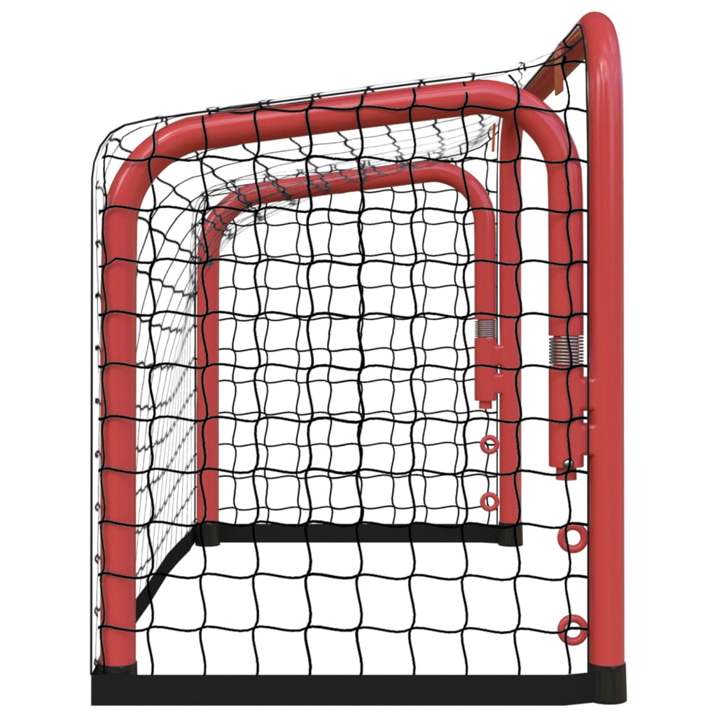 vidaXL hokeja vārti ar tīklu, sarkani melni, 68x32x47 cm, tērauds