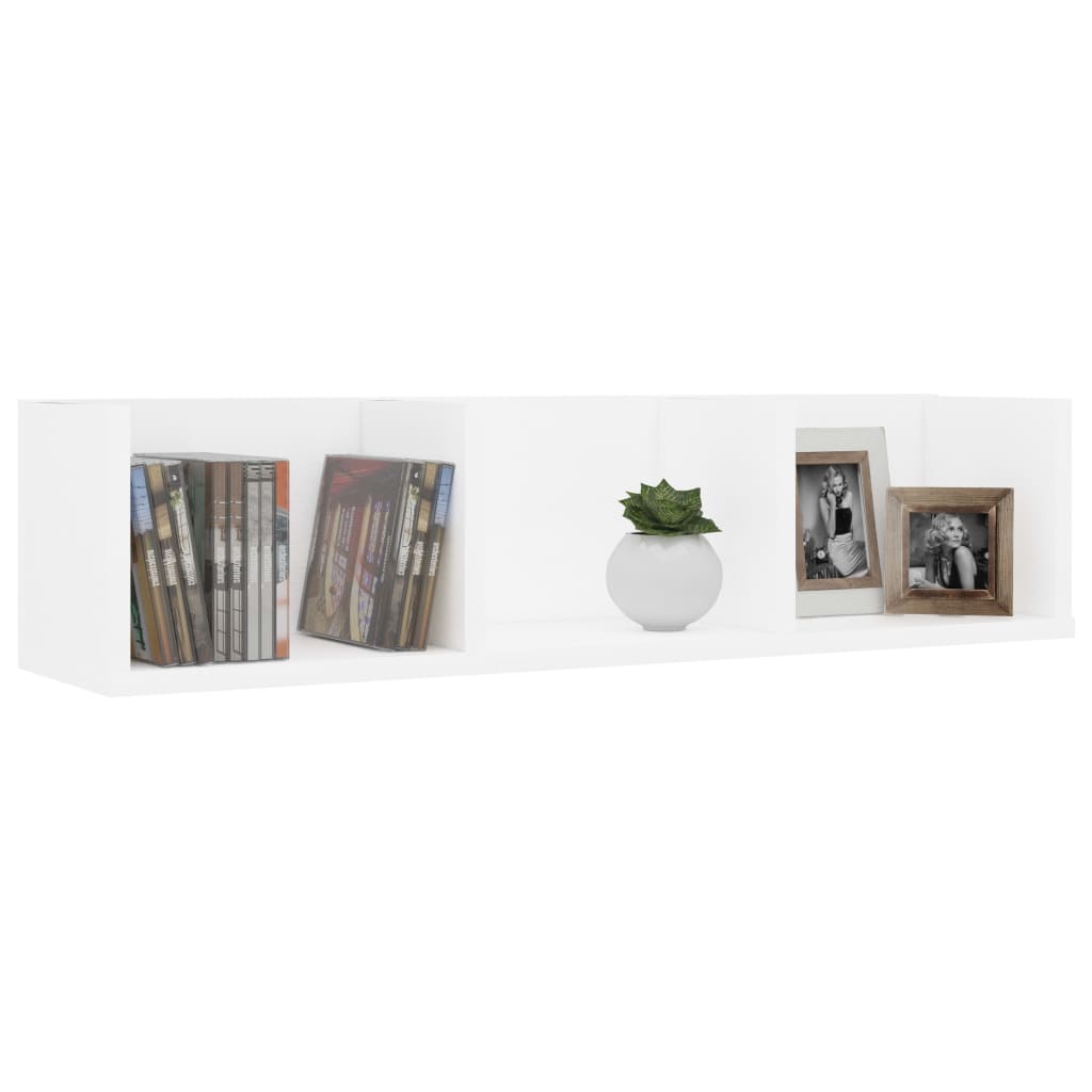 vidaXL CD sienas plaukts, balts, 75x18x18 cm, skaidu plāksne