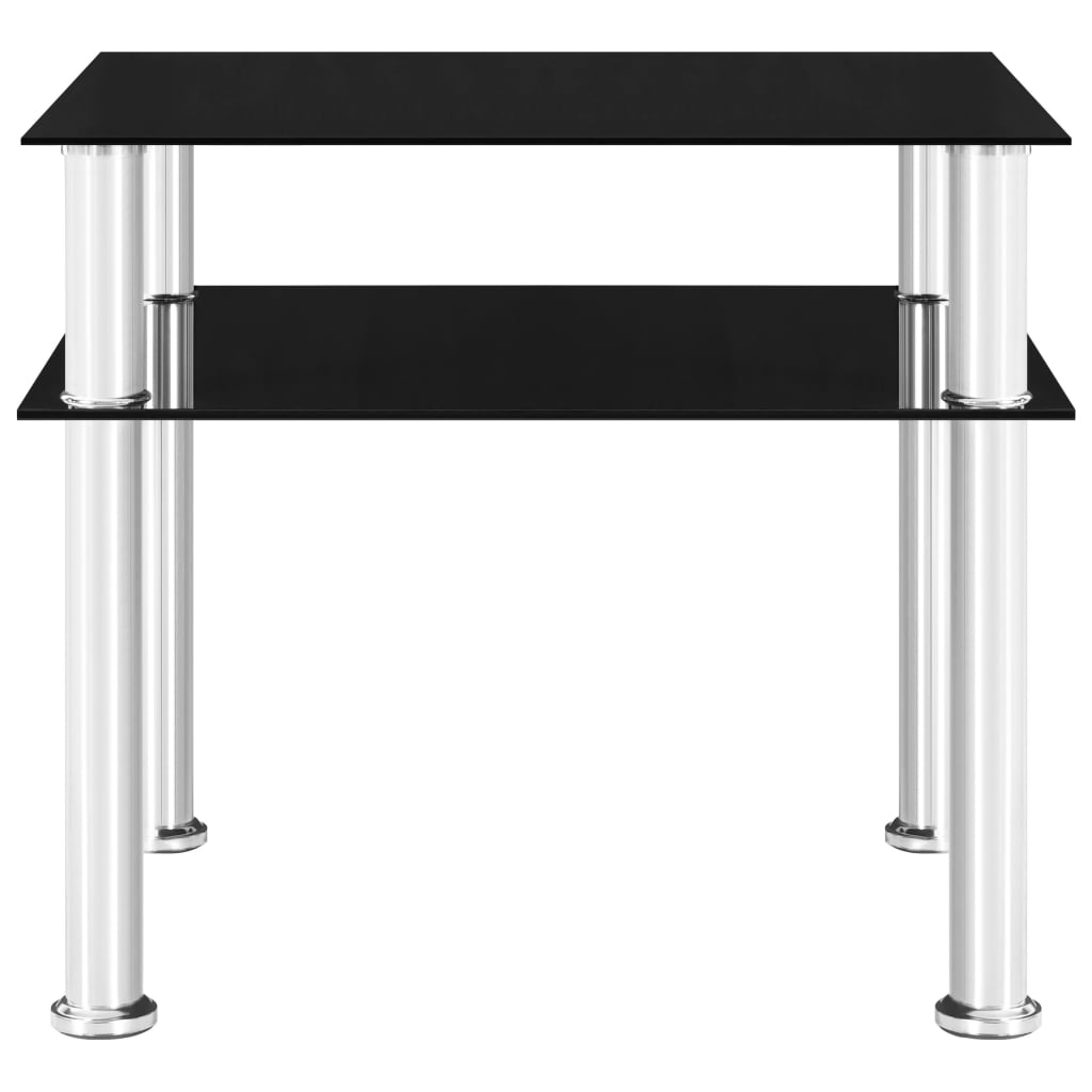 vidaXL galdiņš, melns, 45x50x45 cm, rūdīts stikls