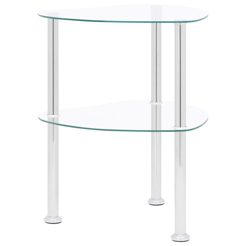 vidaXL 2 līmeņu galdiņš, 38x38x50 cm, caurspīdīgs, rūdīts stikls