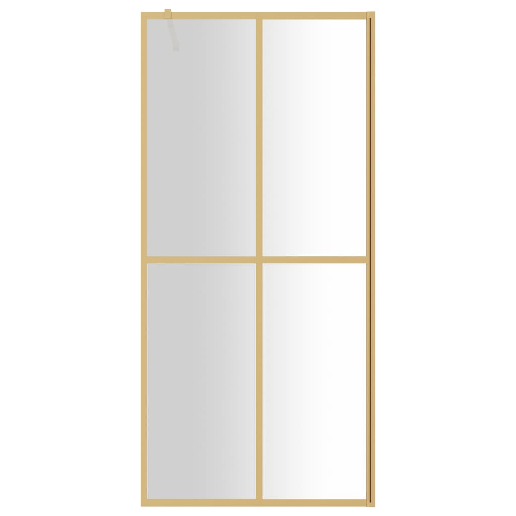 vidaXL dušas siena, caurspīdīgs ESG stikls, 80x195 cm, zeltaina