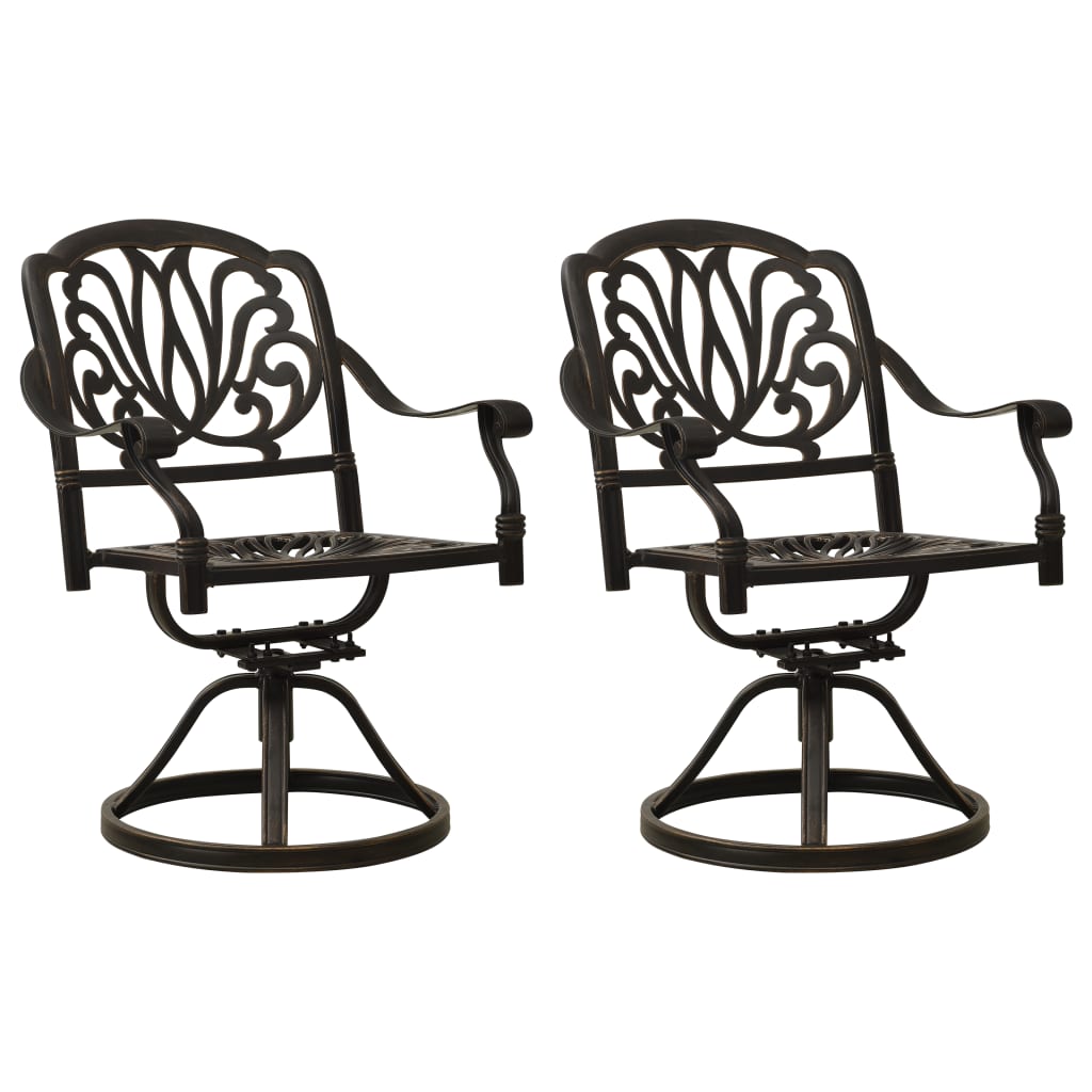 vidaXL grozāmi dārza krēsli, 2 gab., liets alumīnijs, bronzas krāsā