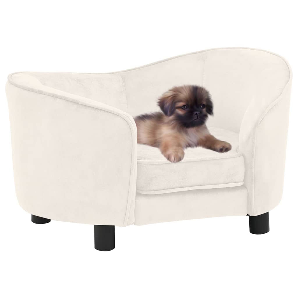 vidaXL dīvāns suņiem, krēmkrāsas, 69x49x40 cm, plīšs