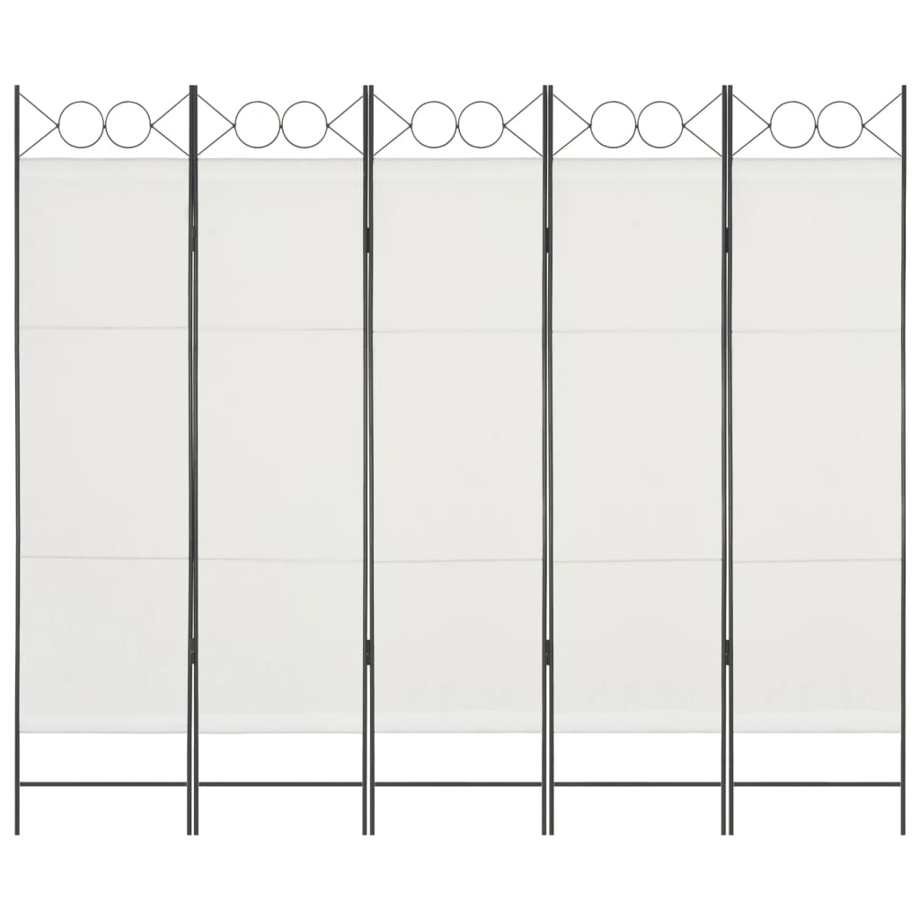 vidaXL 5-paneļu istabas aizslietnis, 200x180 cm, balts