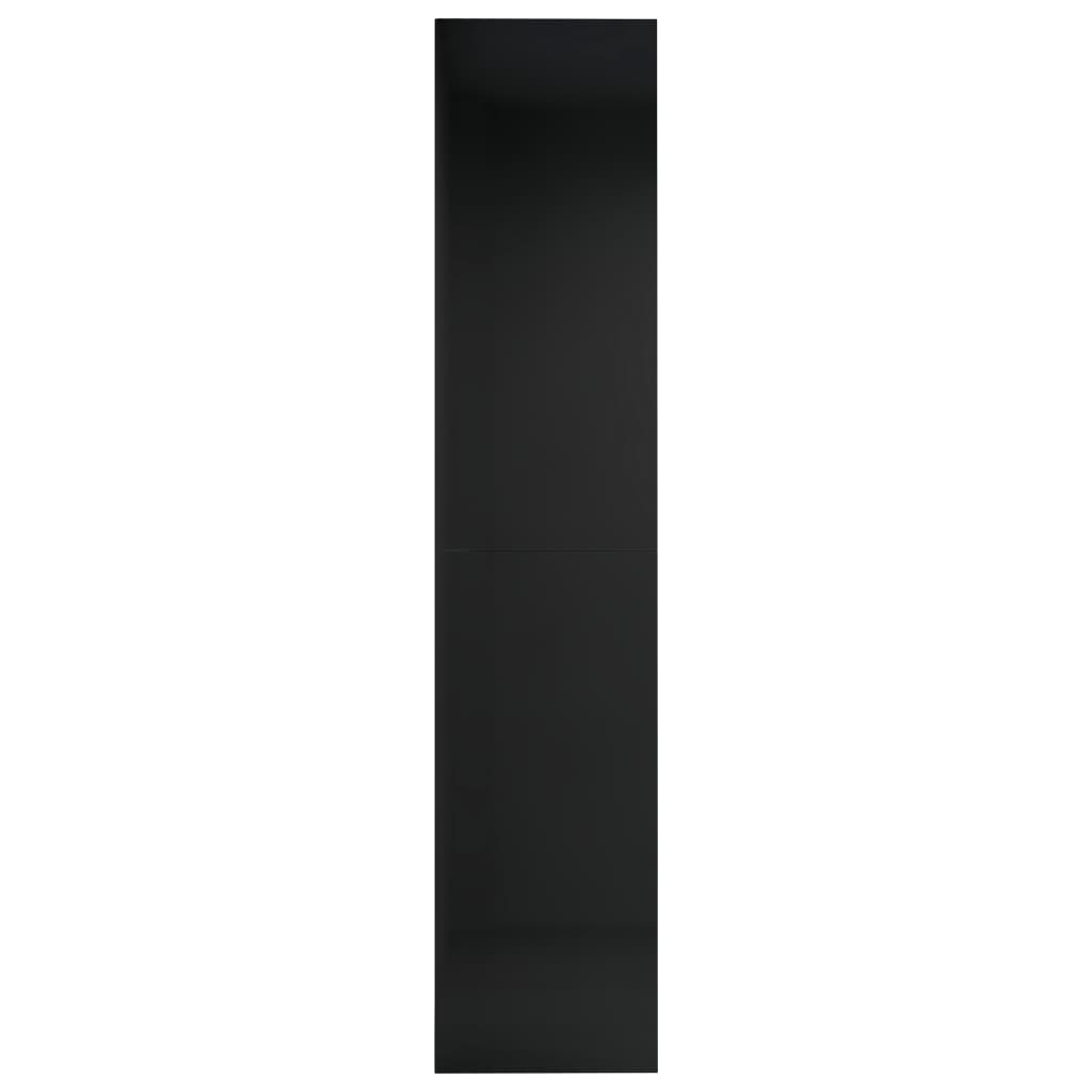 vidaXL grāmatu plaukts, 36x30x143 cm, spīdīgi melns, skaidu plāksne