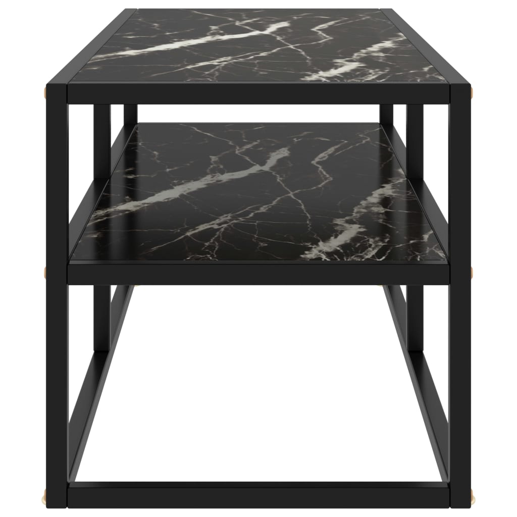 vidaXL TV galdiņš, melns marmora raksts, 100x40x40 cm, stikls
