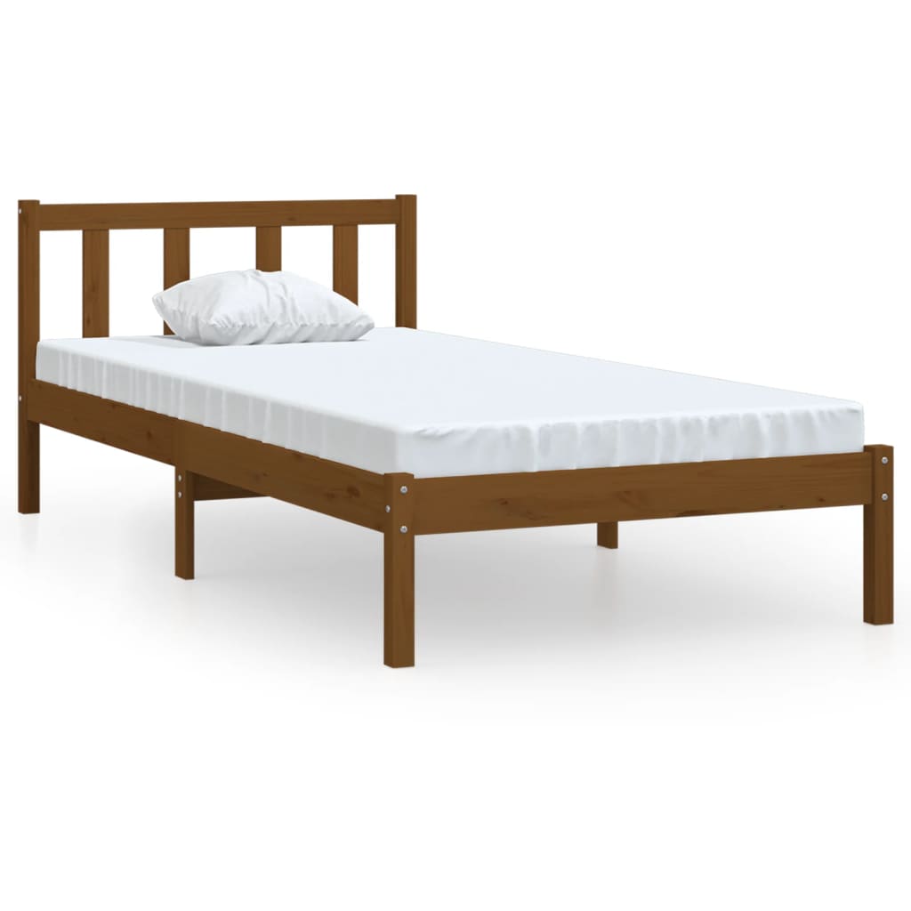 vidaXL gultas rāmis, medus brūns, priedes masīvkoks, 90x200 cm