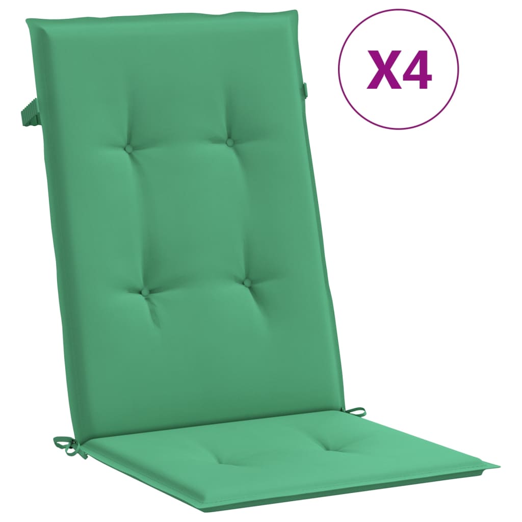 vidaXL dārza krēslu spilveni, 4 gab., zaļi, 120x50x3 cm, audums