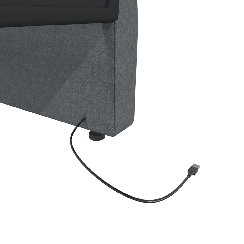 vidaXL dīvāngulta ar matraci, USB, tumši pelēks audums, 90x200 cm