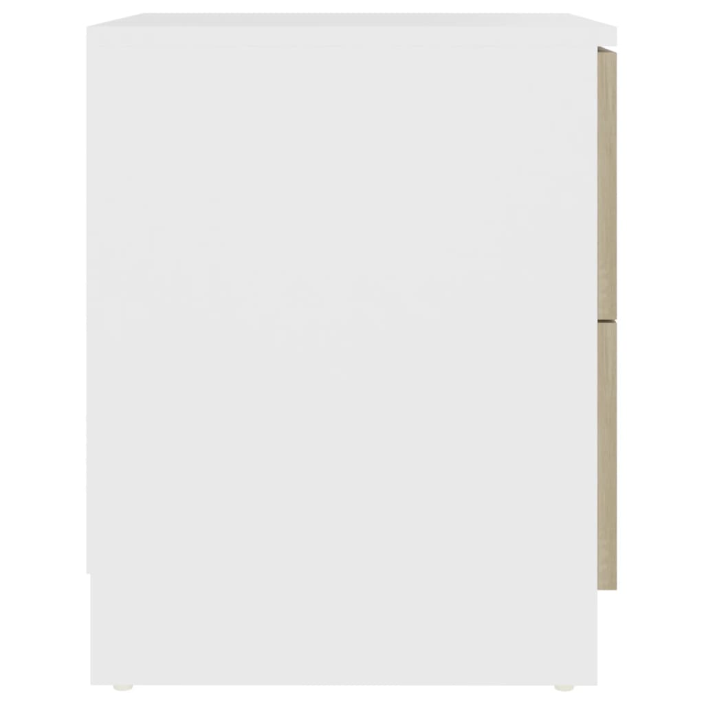vidaXL naktsskapīši, 2 gab., balti, ozola, 40x40x50 cm, skaidu plāksne