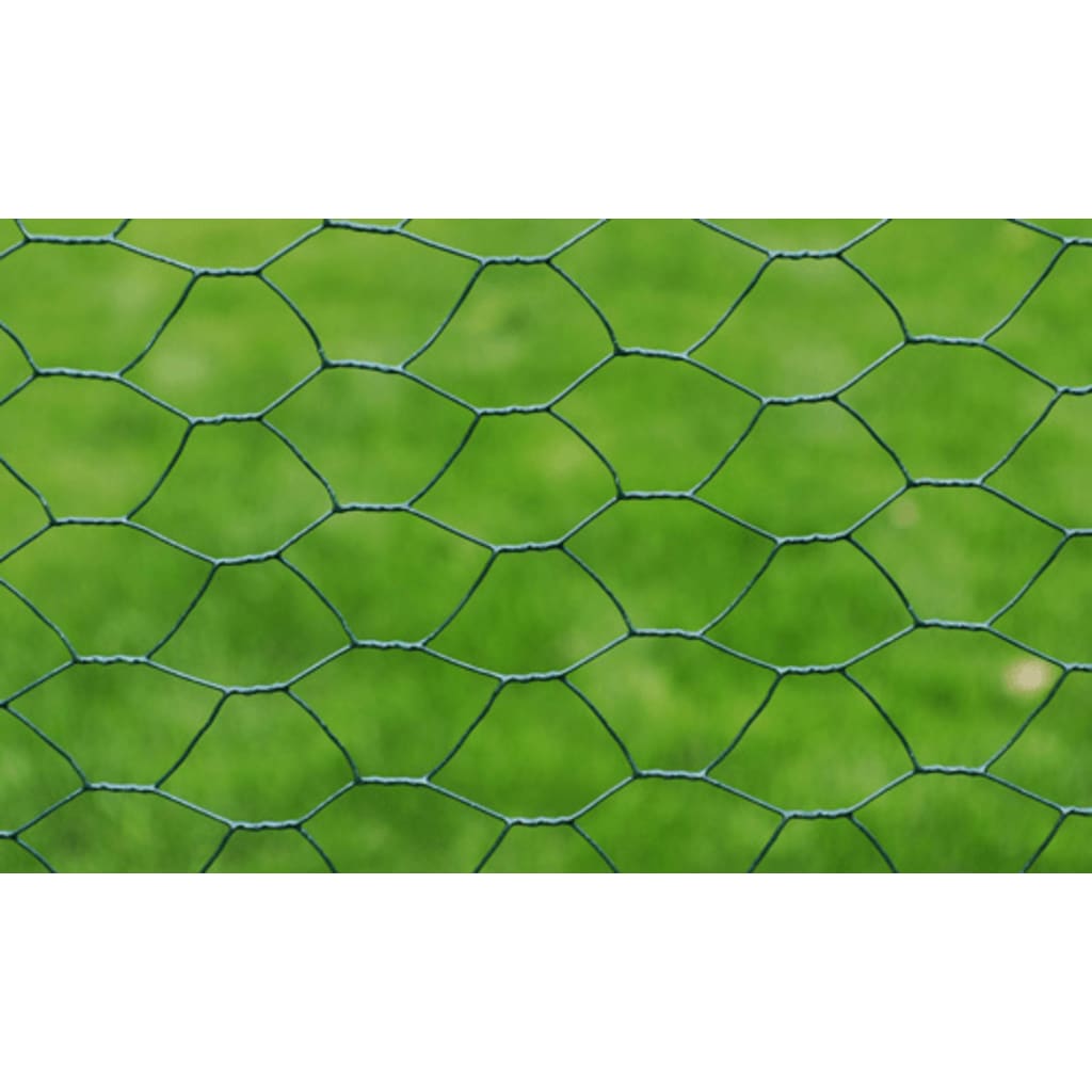 vidaXL stiepļu žogs, cinkots, ar PVC pārklājumu, 25x0,75 m, zaļš