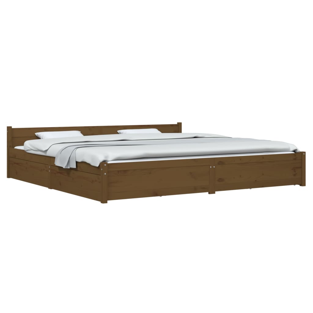 vidaXL gultas rāmis ar atvilktnēm, medus brūns, 180x200 cm, divvietīgs