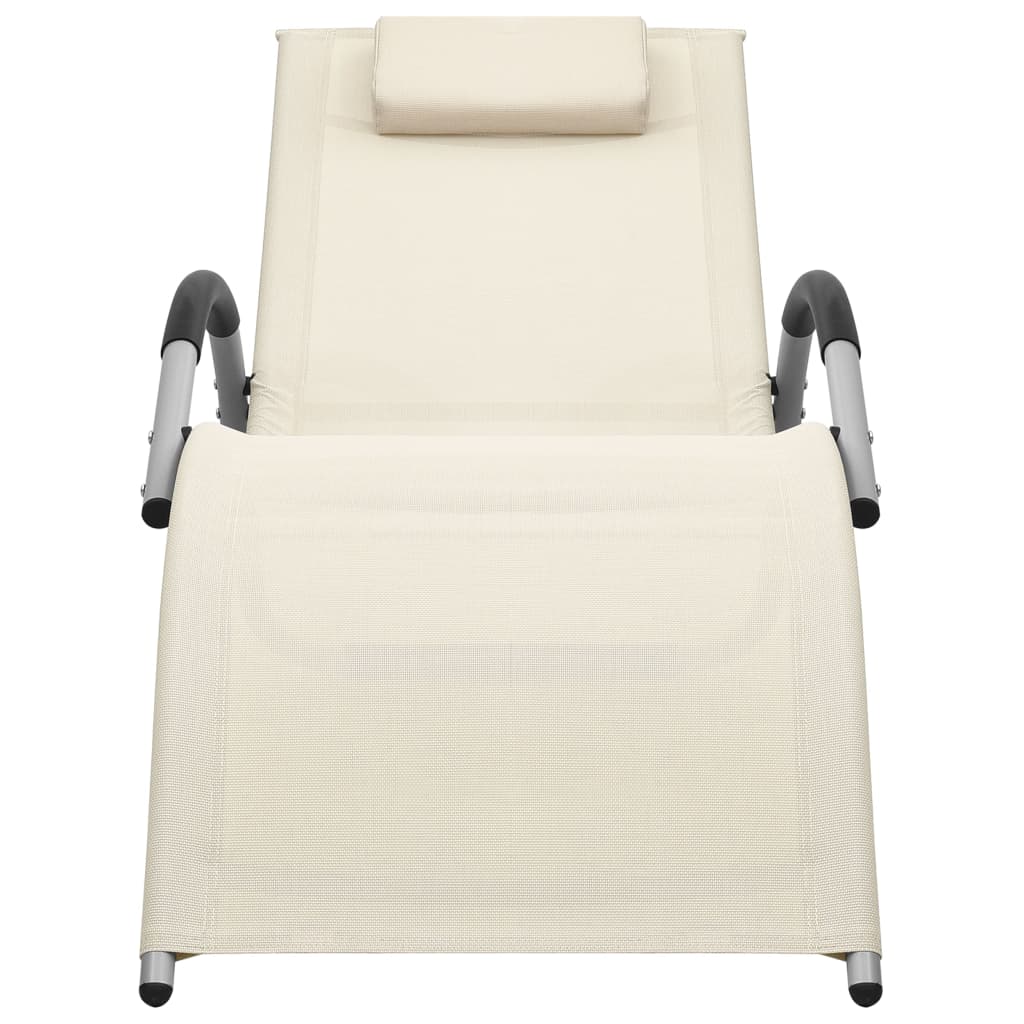 vidaXL sauļošanās krēsli, 2 gab., tekstilēns, krēmkrāsa ar pelēku