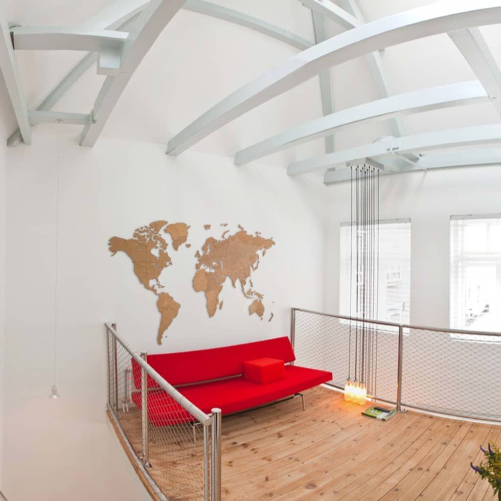 MiMi Innovations koka pasaules kartes sienas dekorācija Giant, brūna