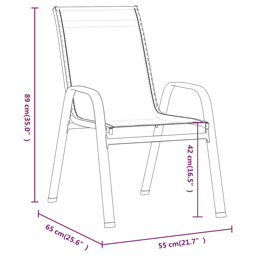 vidaXL dārza krēsli, 4 gab., tekstilēns, melni