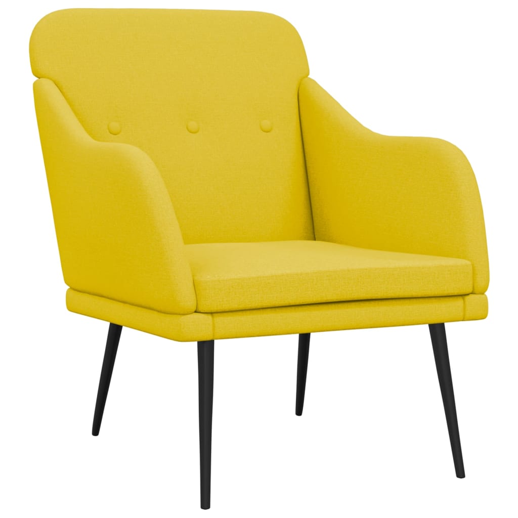 vidaXL atpūtas krēsls, gaiši dzeltens, 63x76x80 cm, audums