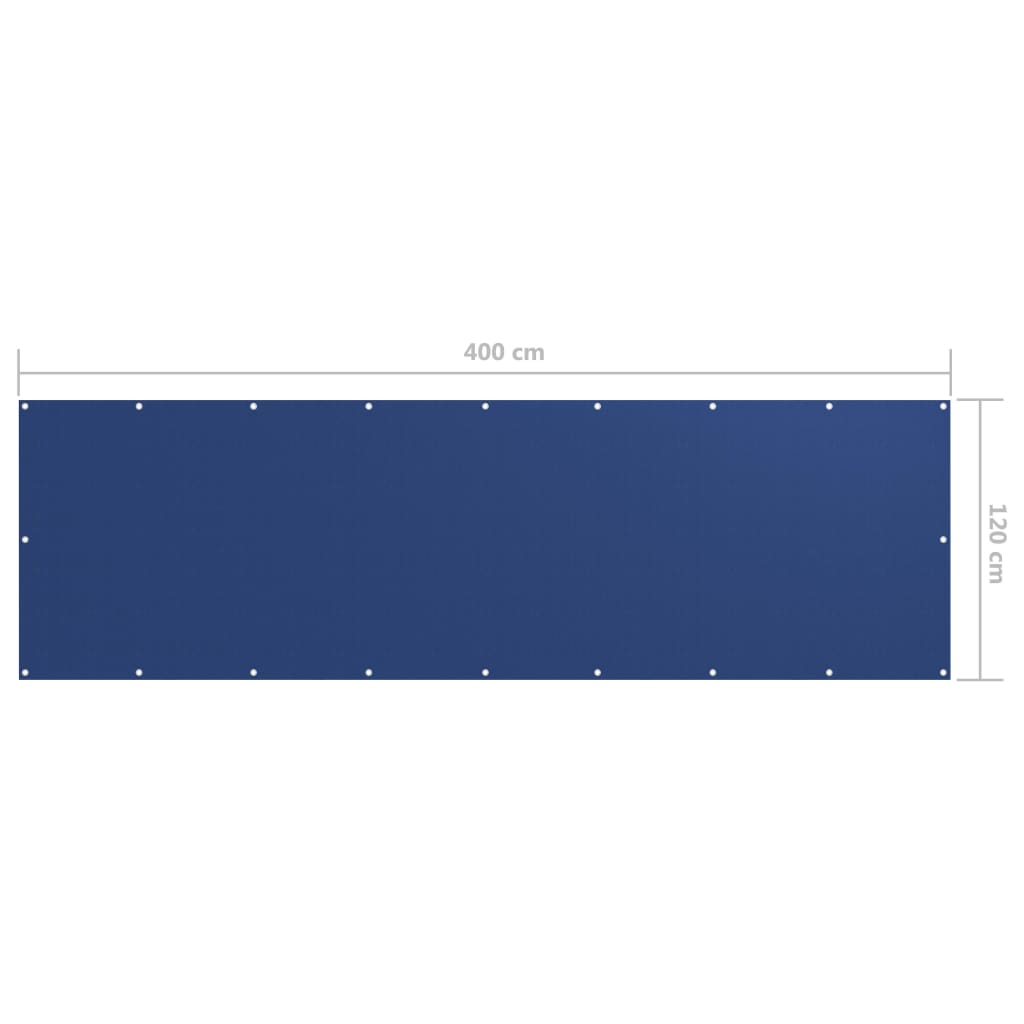 vidaXL balkona aizslietnis, 120x400 cm, zils audums