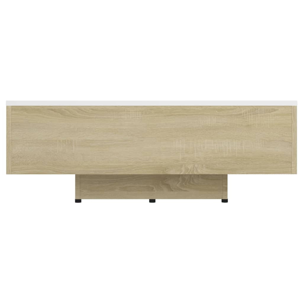 vidaXL kafijas galdiņš, 85x55x31 cm, balta, ozolkoka krāsa