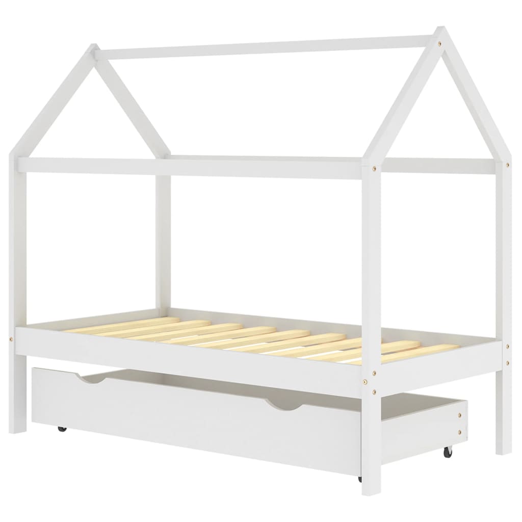 vidaXL bērnu gultas rāmis ar atvilktni, priedes masīvkoks, 80x160 cm