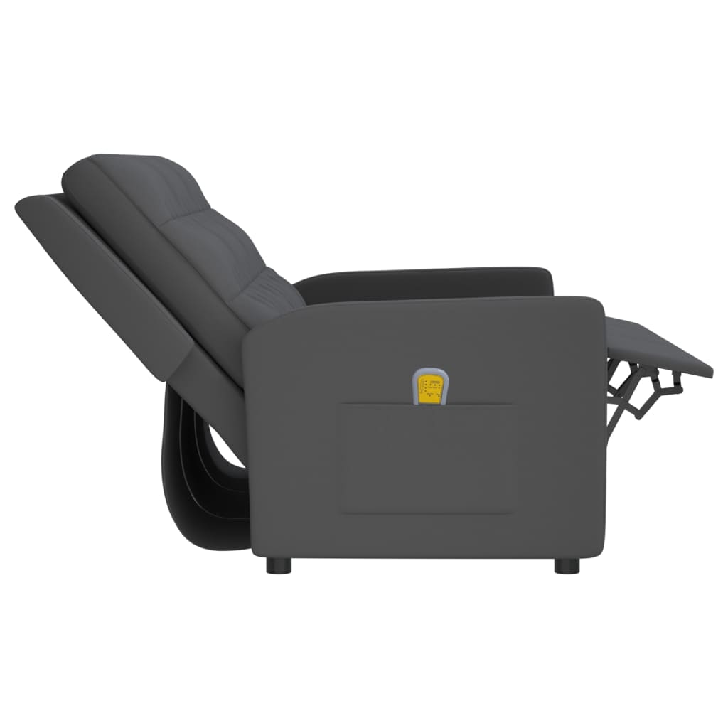 vidaXL trīsvietīgs masāžas krēsls, atgāžams, tumši pelēks audums