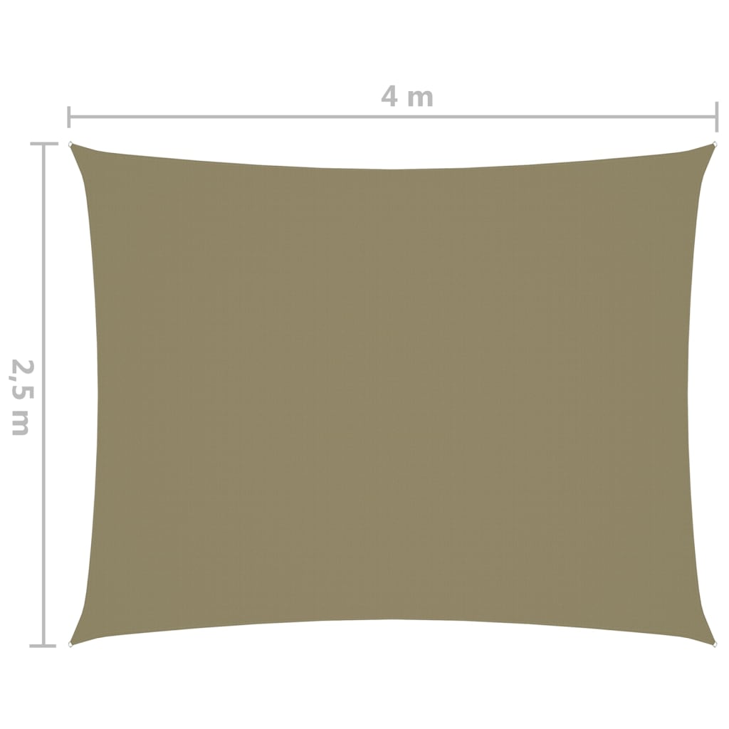 vidaXL saulessargs, taisnstūra forma, 2,5x4 m, bēšs oksforda audums