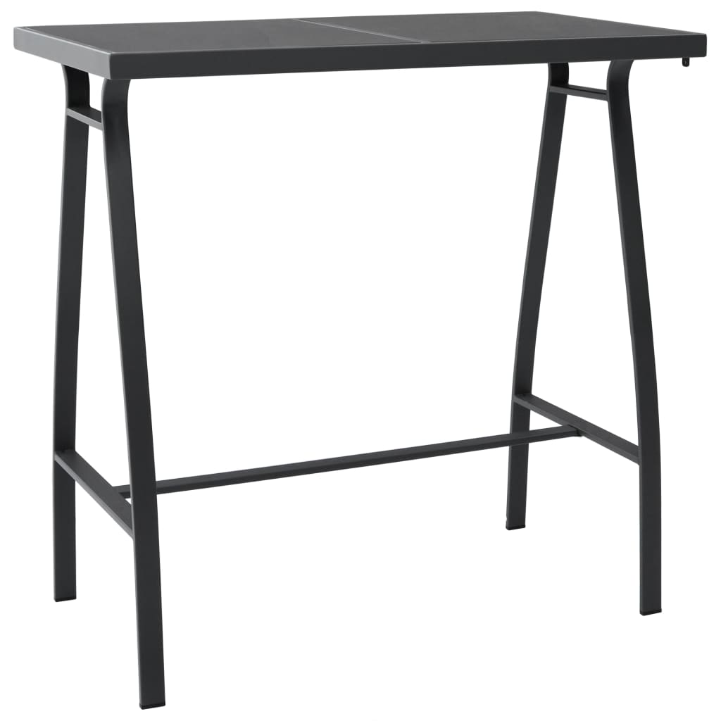 vidaXL dārza bāra galds, melns, 110x60x110 cm, rūdīts stikls