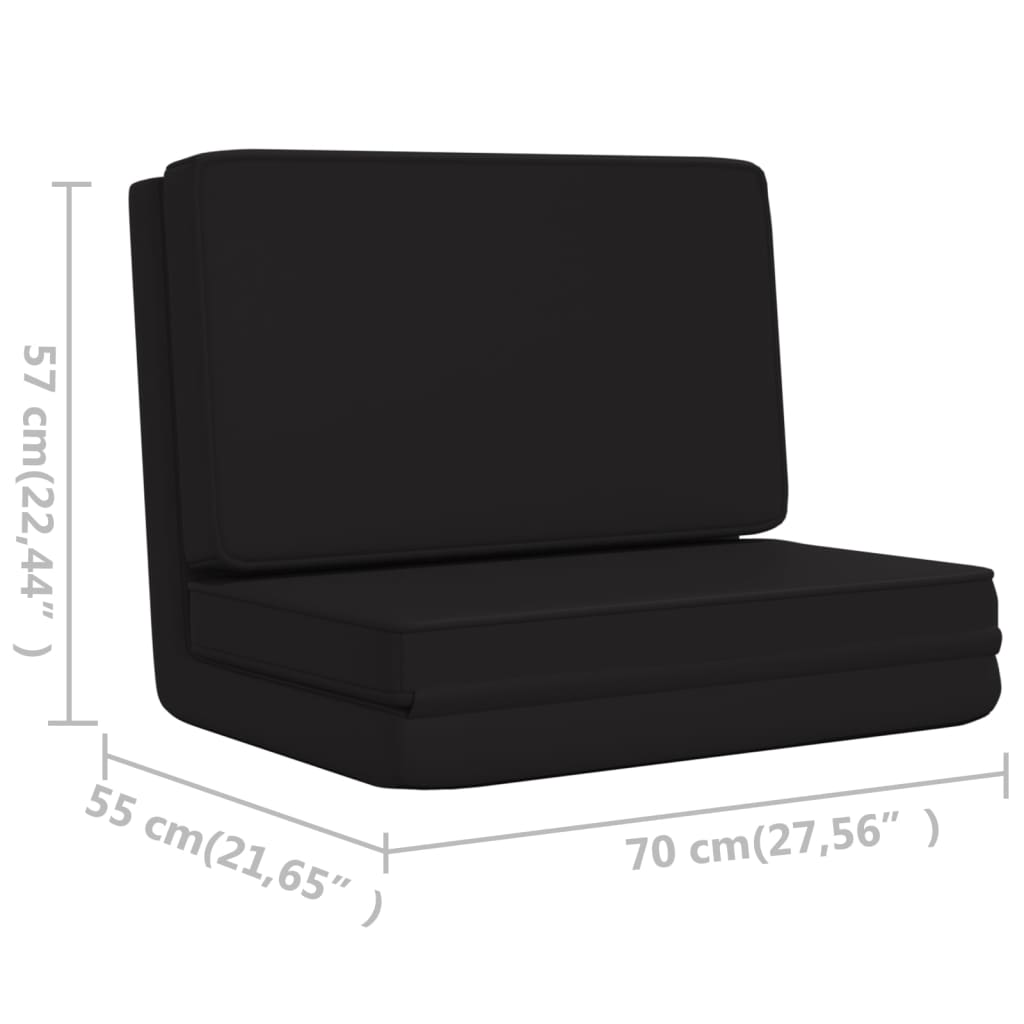 vidaXL salokāms grīdas krēsls, melna mākslīgā āda