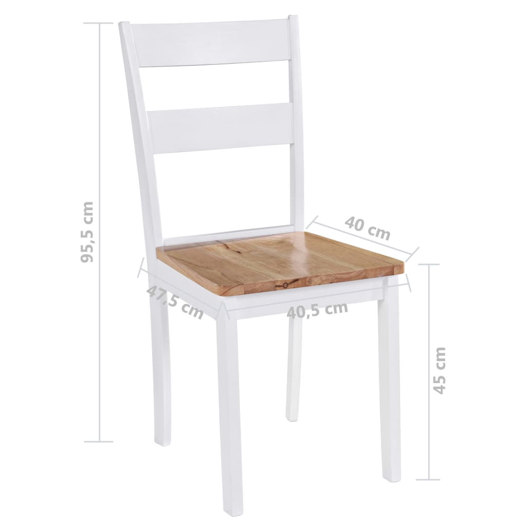 vidaXL virtuves krēsli, 4 gab., balti, masīvs gumijkoks