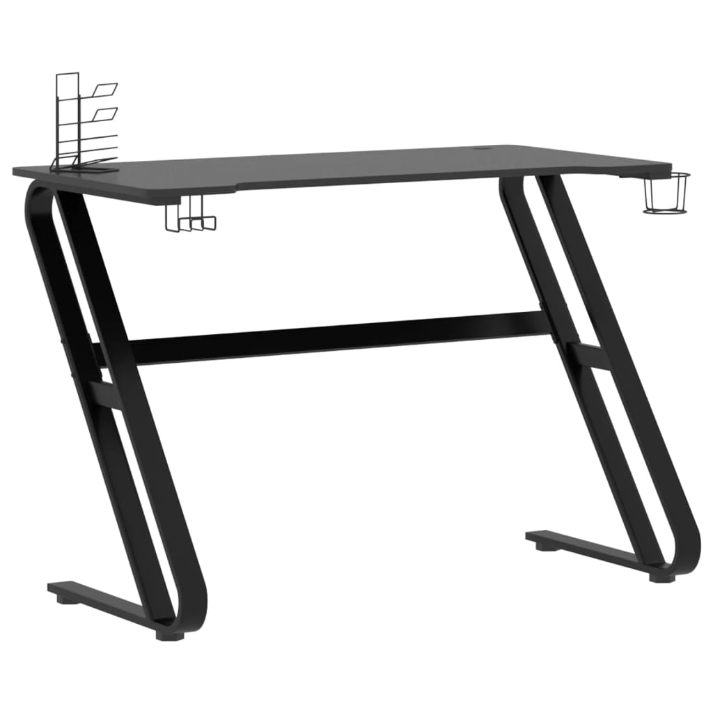 vidaXL datorspēļu galds, ZZ-formas kājas, melns, 110x60x75 cm