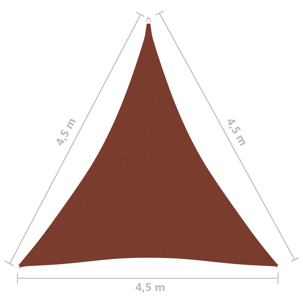 vidaXL saulessargs, 4,5x4,5x4,5 m, trijstūra, sarkanbrūns audums