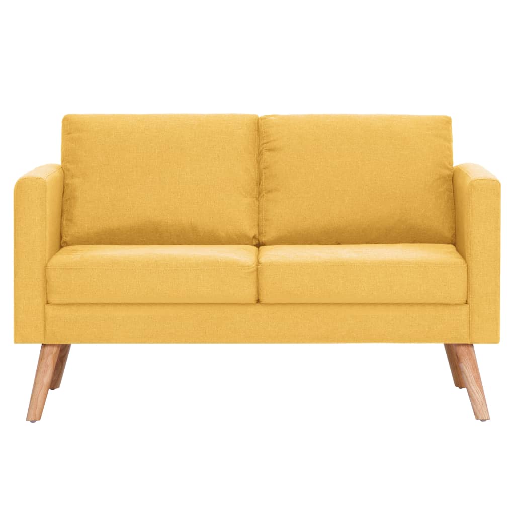 vidaXL divdaļīgs dīvānu komplekts, dzeltens audums