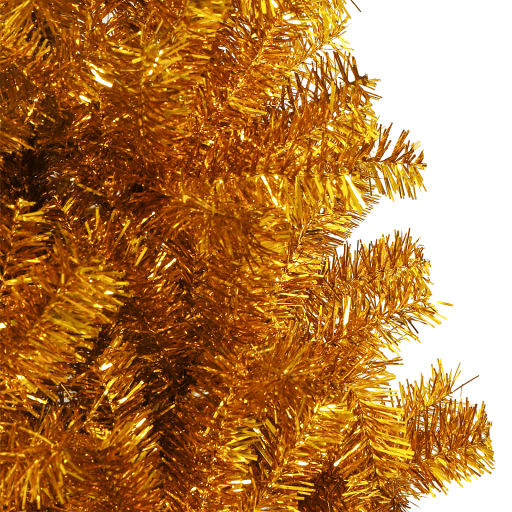 vidaXL mākslīgā Ziemassvētku egle ar statīvu, 180 cm, zeltaina, PET