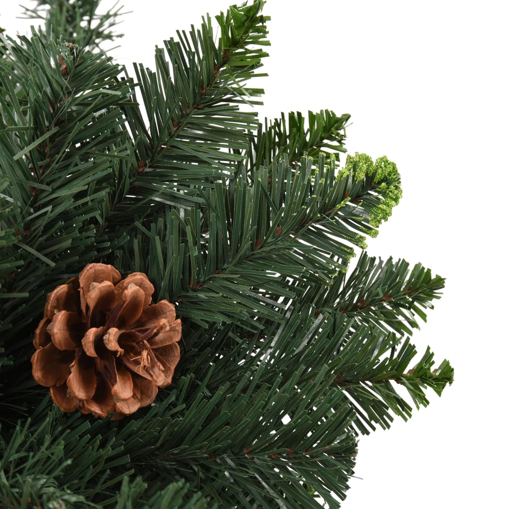 vidaXL mākslīgā Ziemassvētku egle, priežu čiekuri, 180 cm, zaļa