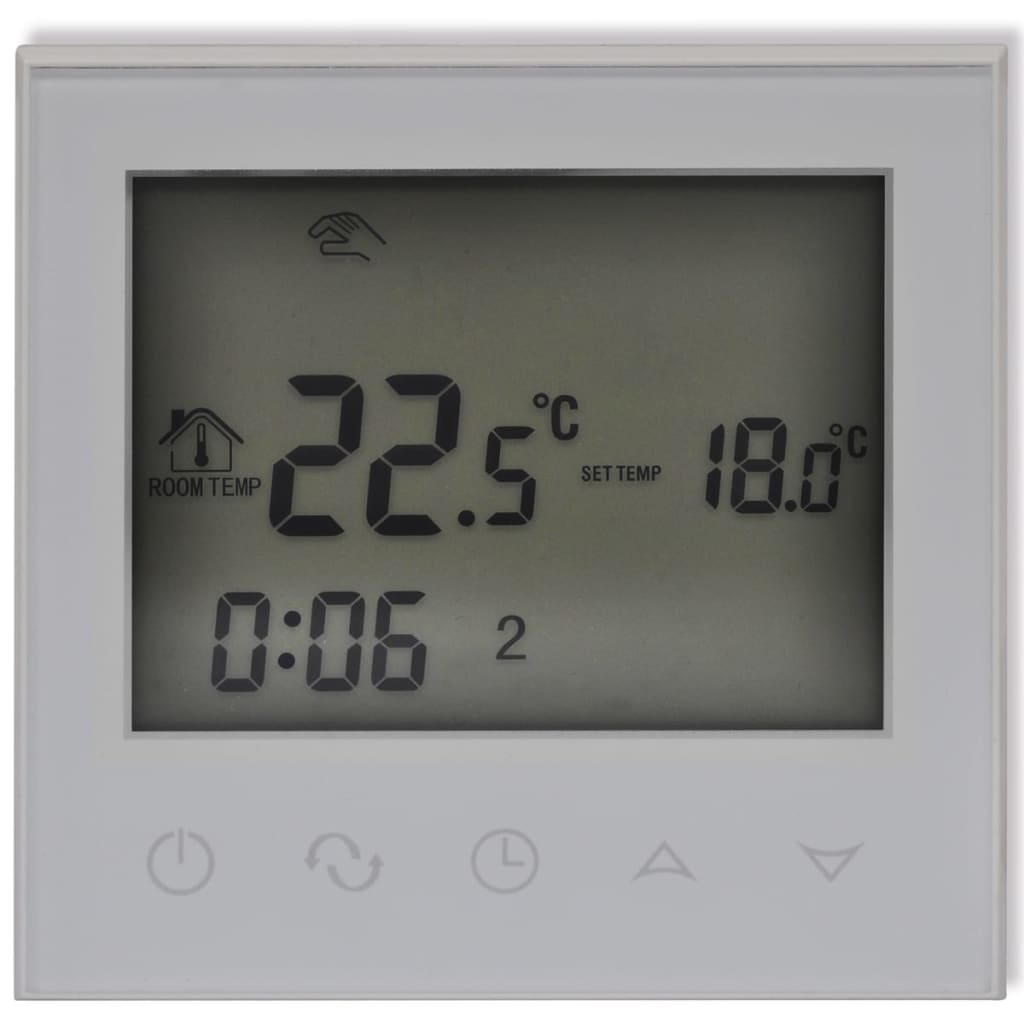 Digitālais grīdas apsildes termostats ar vadu un skārienjūtīgu ekrānu