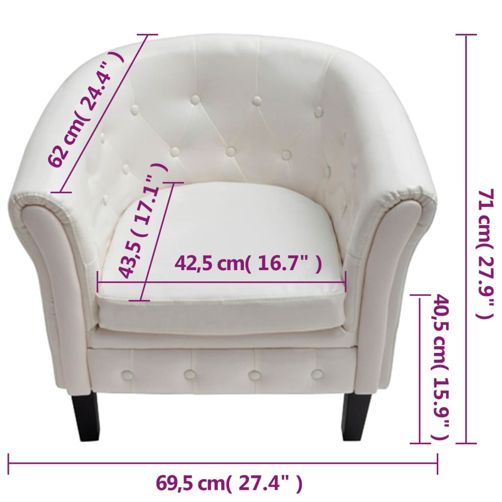 vidaXL klubkrēsls, balta mākslīgā āda
