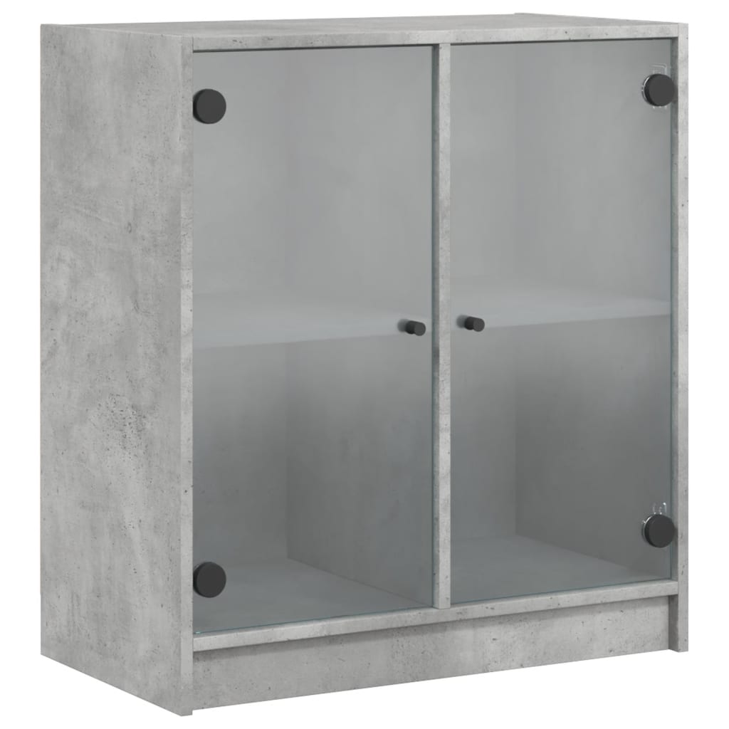 vidaXL skapītis ar stikla durvīm, betona pelēks, 68x37x75,5 cm